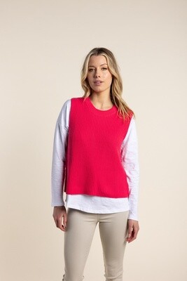 Two-T&#39;s - Crew Neck Vest Paradise Pink - 2792