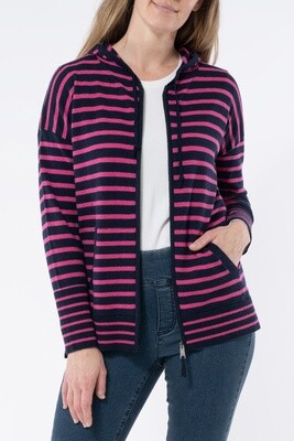 Jump - Zip Thru Stripe Cardi Navy/Lipstick - 56611020A