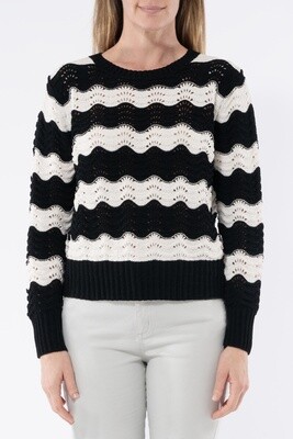 Jump - Wave Stripe Pullover Blk/Ivory - 56611064A