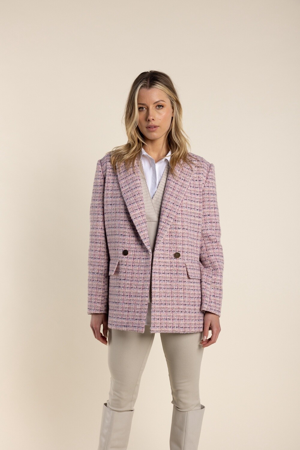 Two-T&#39;s - Double Breasted Tweed Blazer - 2759, Size: 8