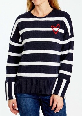 Ping Pong - Heart Pullover Navy/Ivory - P565006