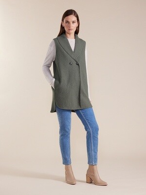 Marco Polo - Longline Wool Vest Sage - YTMW43522