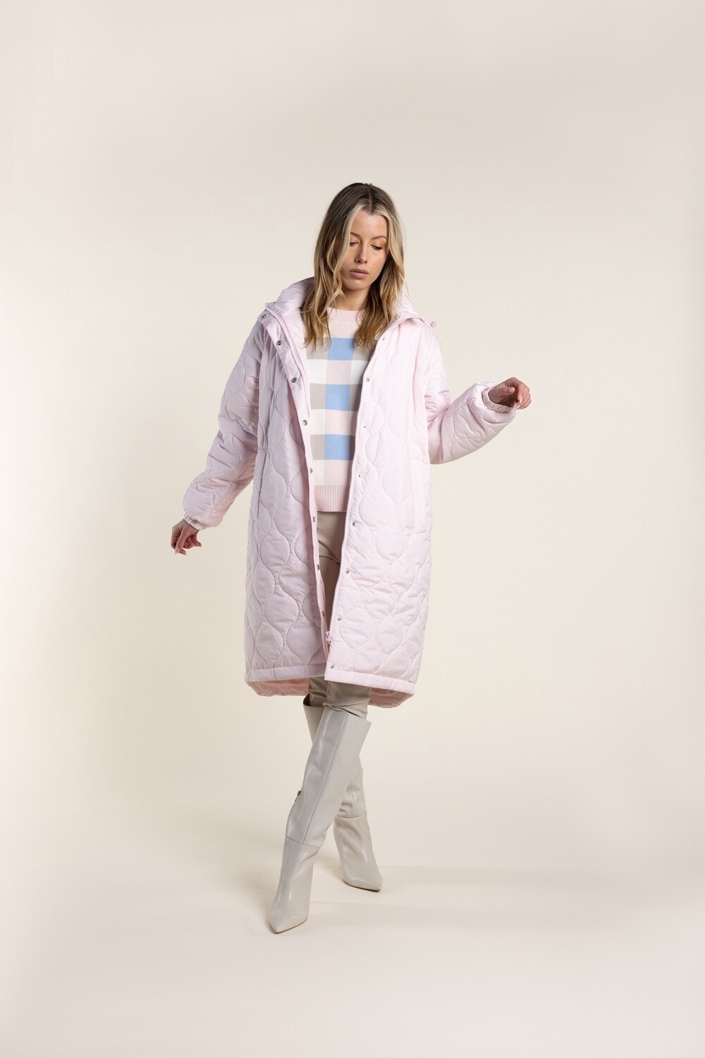Two-T&#39;s - Long Puffer W/Hood Pale Pink - 2741, Size: 8