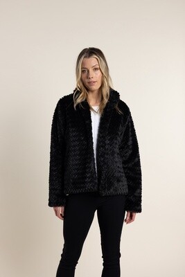 Two-T&#39;s - Textured Fur Jacket Black - 2761