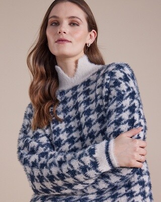 Marco Polo - L/S Houndstooth Sweater Petrol -YTMW43549