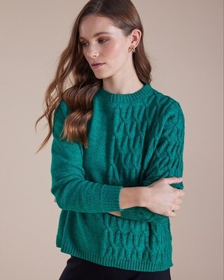 Marco Polo - L/S Cable Knit Sweater Forest - YTMW43529