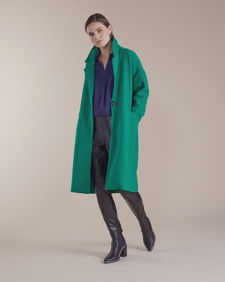 Marco Polo - L/S Boiled Wool Coat Forest - YTMW43520, Size: S