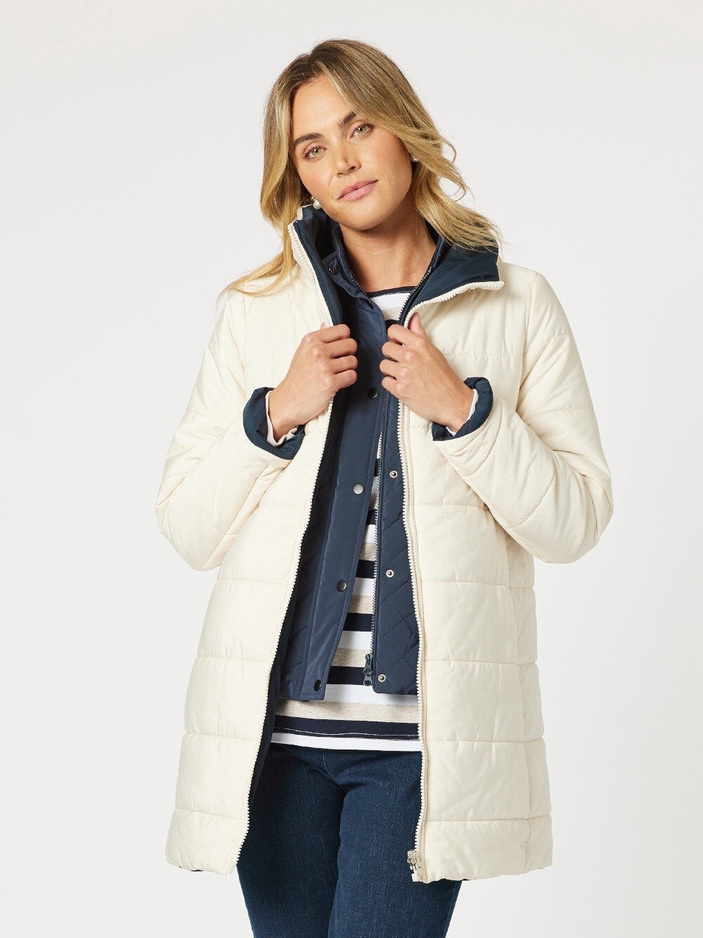 GS - Bowral Reversible Puffer Jacket Ivory - 44387, Size: 8