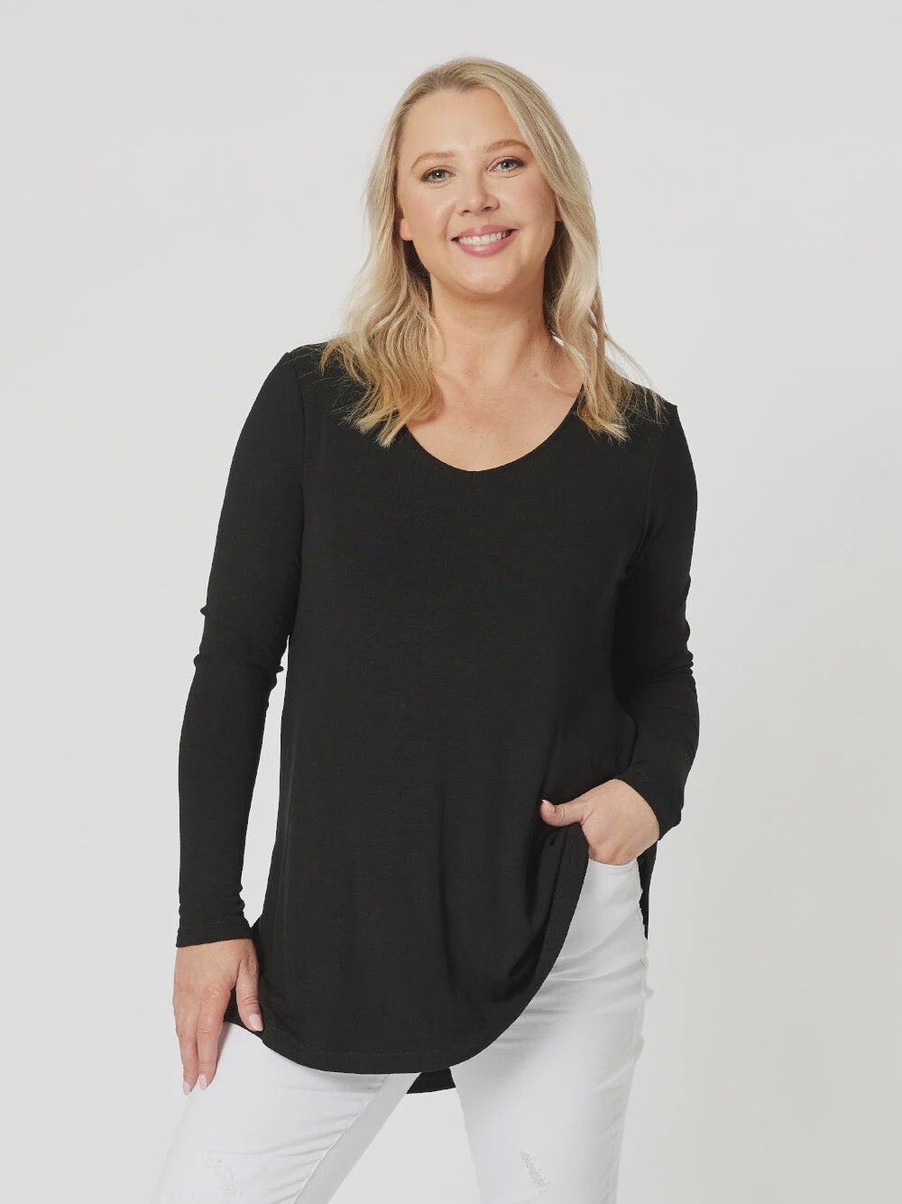 Clarity - Keely Long Sleeve Top Black - 44425, Size: 8