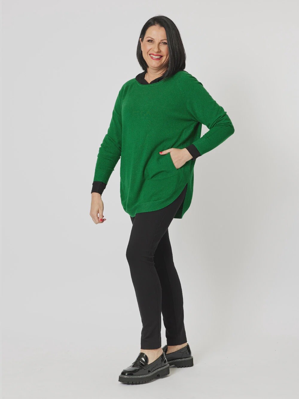 Clarity - Pia Button Back Knit Emerald - 45292, Size: 10