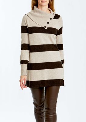 Ping Pong - Asymmet Stripe Pullover Coffee/Oatmeal - P565039