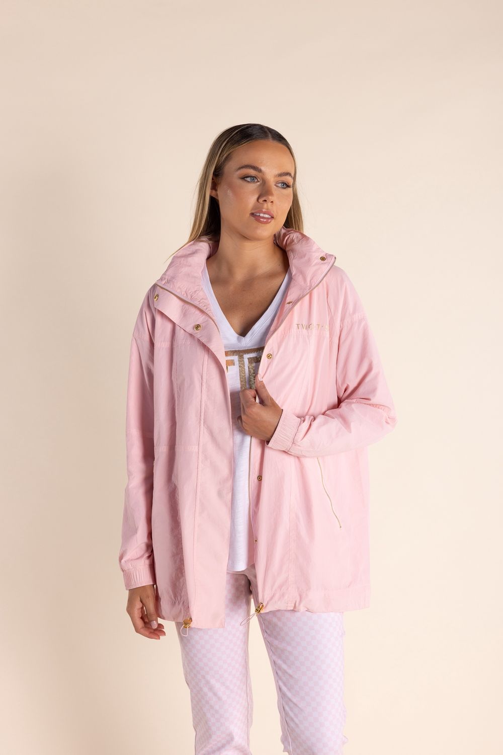 Two-T&#39;s - Spray Jacket W/ Gold Logo Pink Rose - 2838