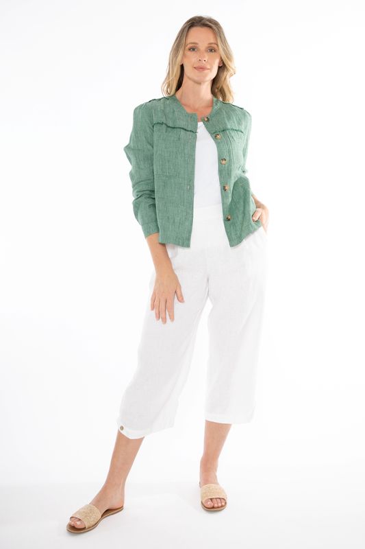 Jump - Boxy Linen Jacket - Honeydew 576J4019A