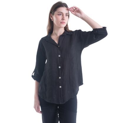 Vera May - Italian Linen Top Black - 6207