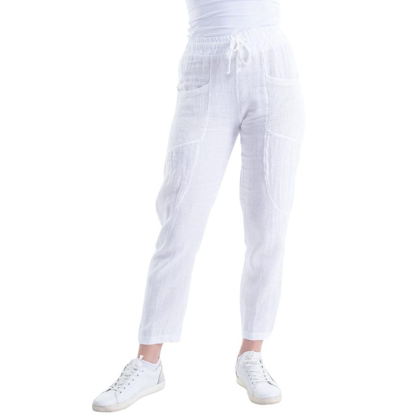 Vera May - Italian Linen Pant White - 6211