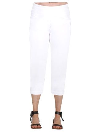 Emily Adams - Control Top Capri White - E1381