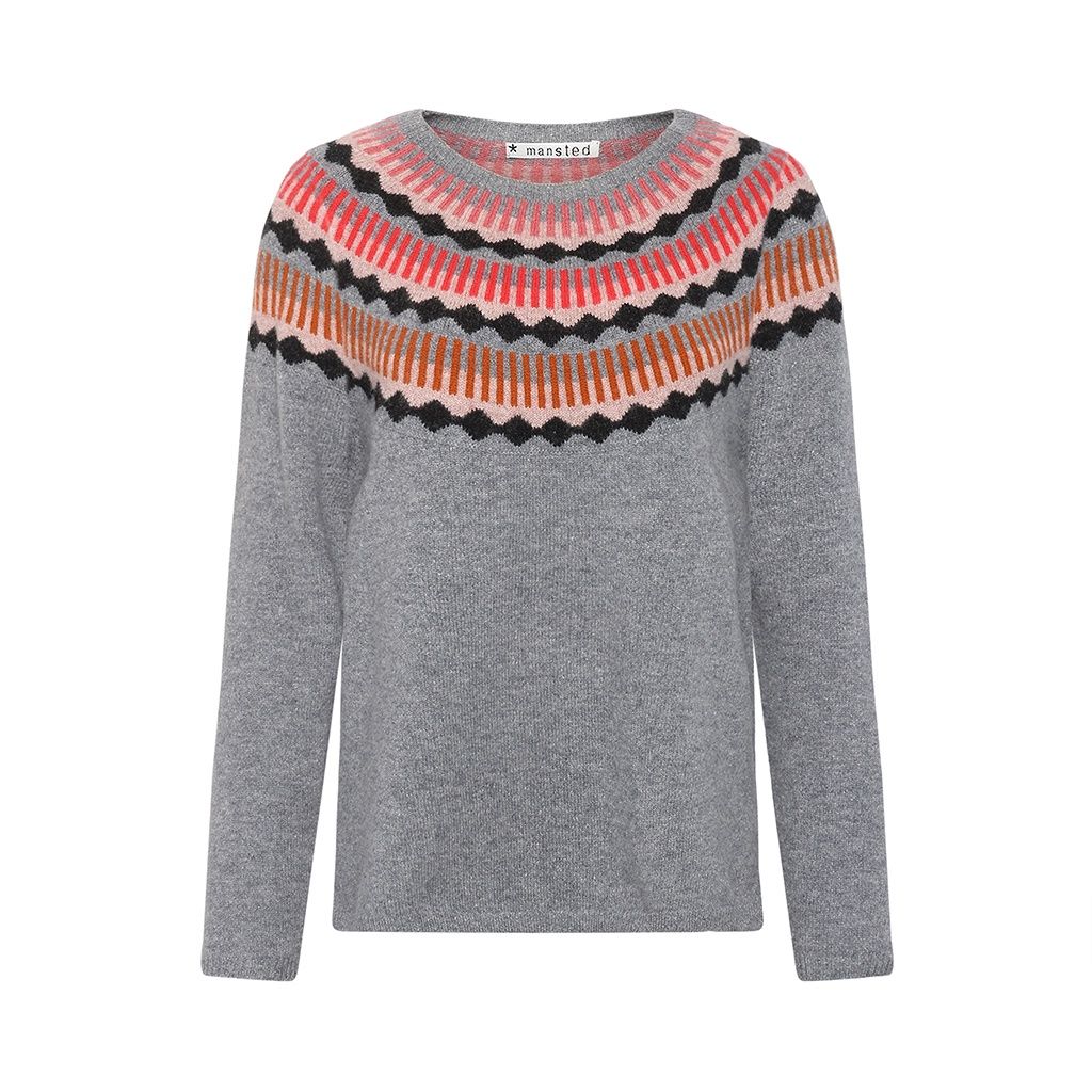 Mansted - Kira Argyle Yoke Knit Grey