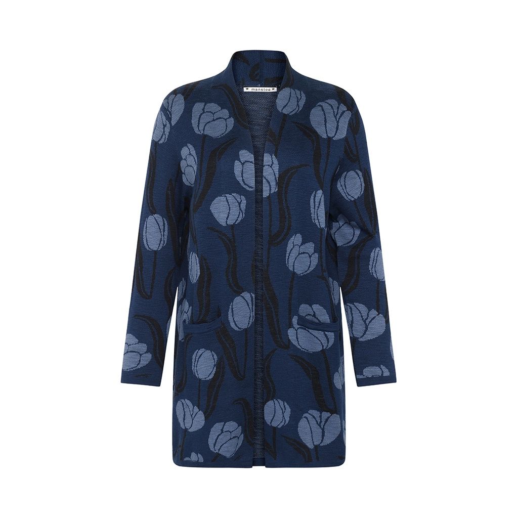 Mansted - Jamie Floral Cardi Dk Blue