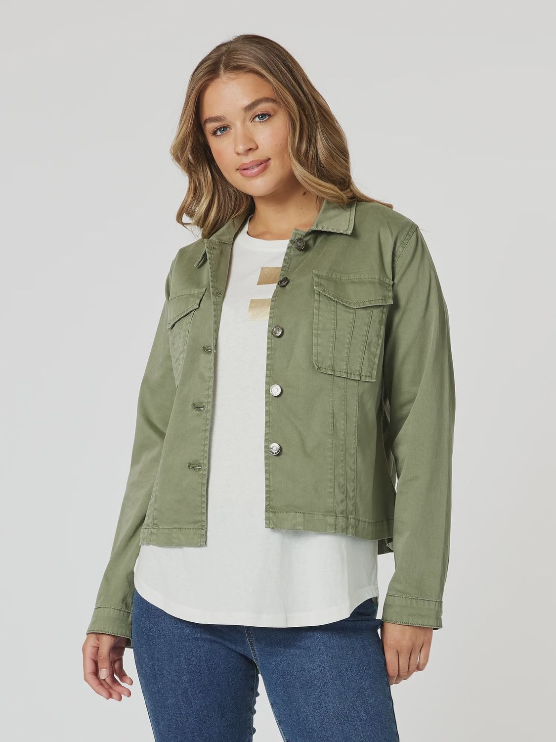 Threadz - Retro Denim Jacket / Washed Khaki 46576