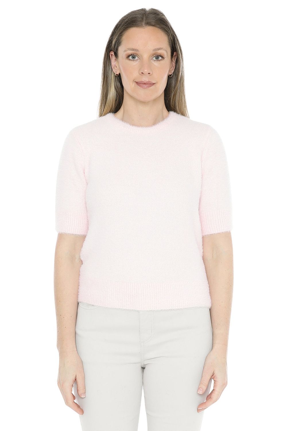 Jump - Fluffy Short Sleeve Top / Pale Pink 58611070A