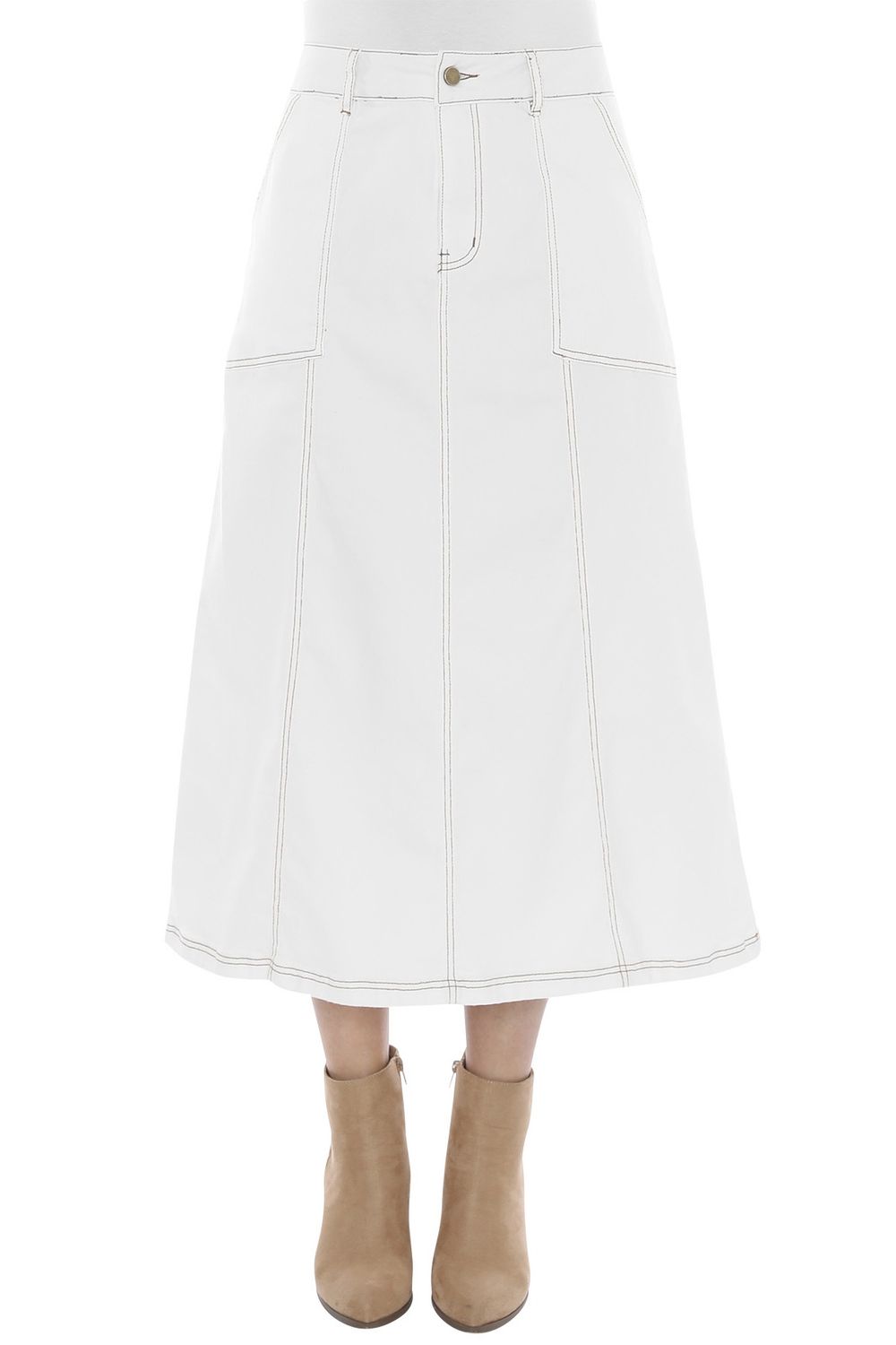 Jump - Denim Panel Skirt / Ecru 586J6037A
