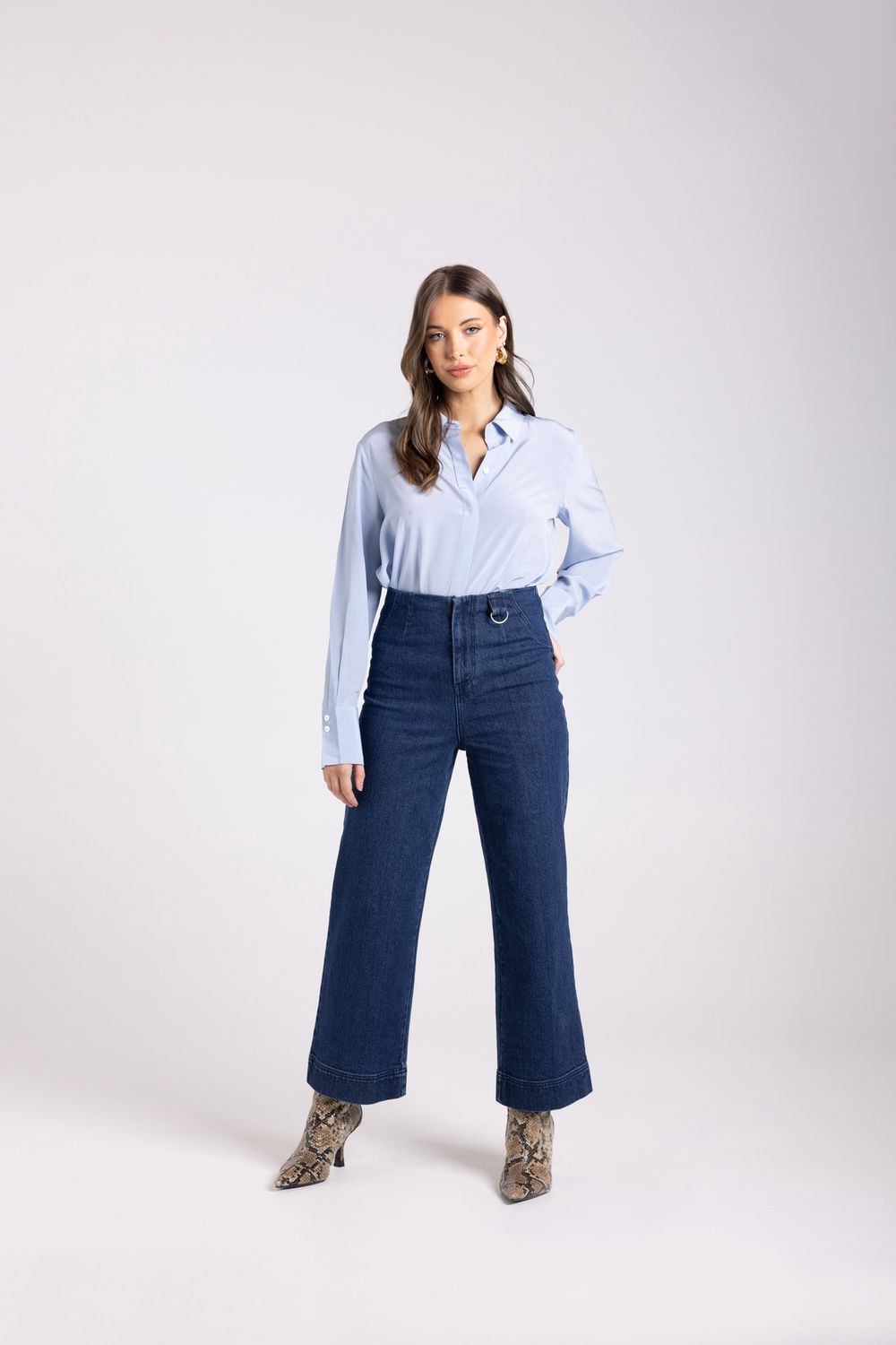 Two-T&#39;s - 7/8 Denim Wide Leg Pant / Dark Denim 3045