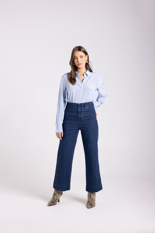 Two-T&#39;s - 7/8 Denim Wide Leg Pant / Dark Denim 3045