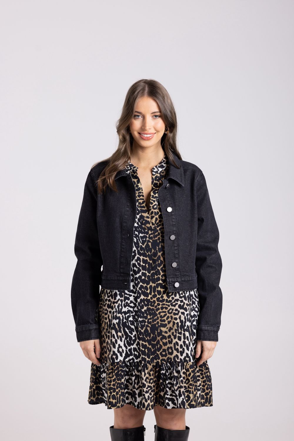 Two-T&#39;s - Denim Crop Jacket / Black 3047