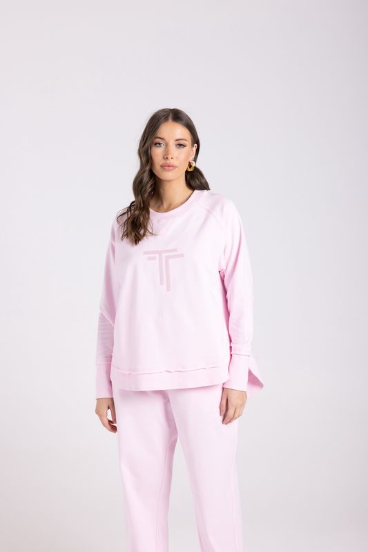 Two-T&#39;s - Scoop Hem Sweat W/DTM Sequins / Soft Pink 3023