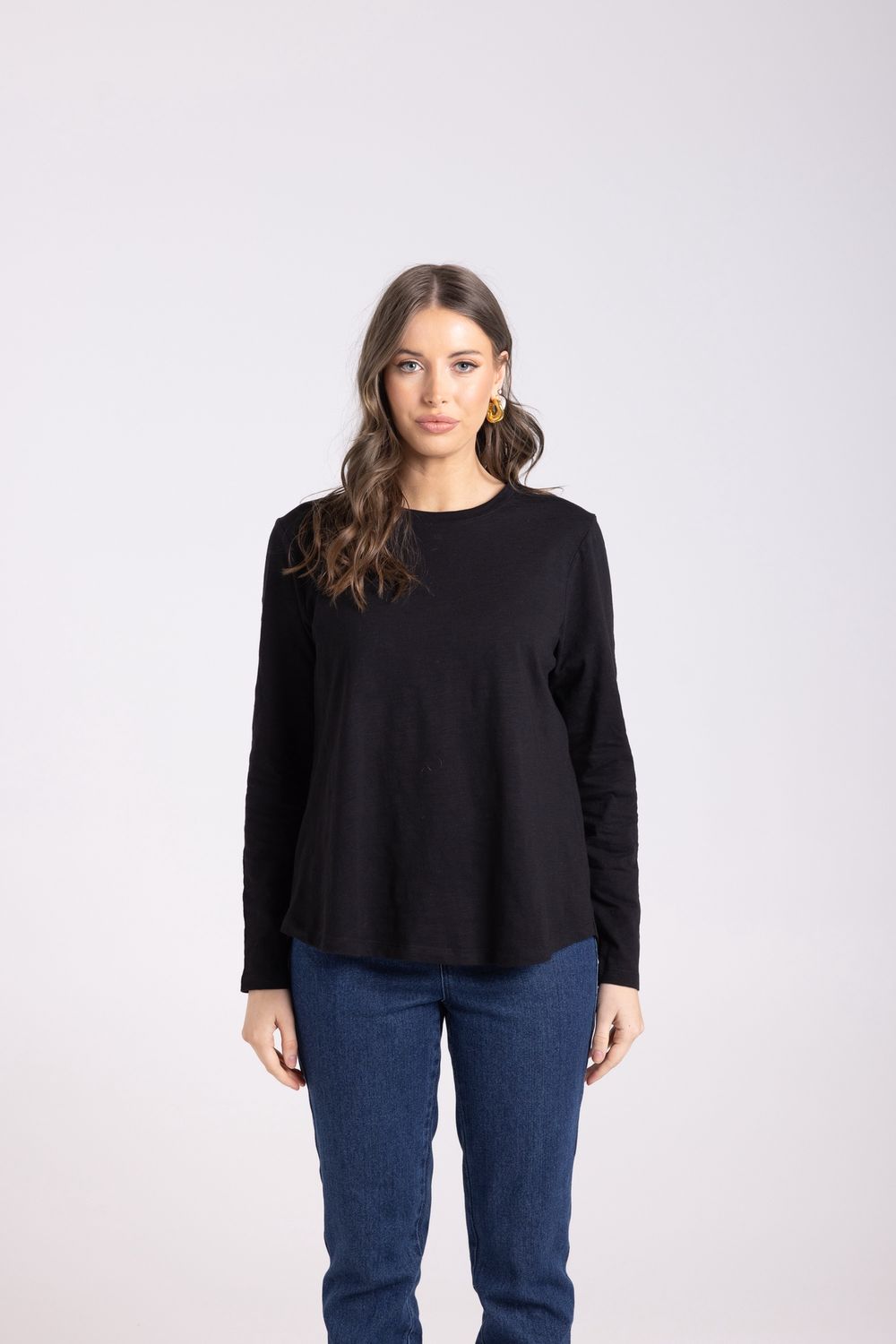 Two-T&#39;s - Crew Long Slv T-Shirt / Black 3026