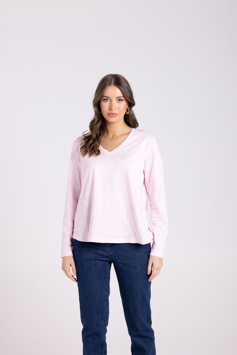 Two-T&#39;s - V Neck L/Slv Top / Soft Pink 3027