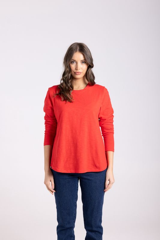 Two-T&#39;s - Crew Long Slv T-Shirt / Scarlet 3026