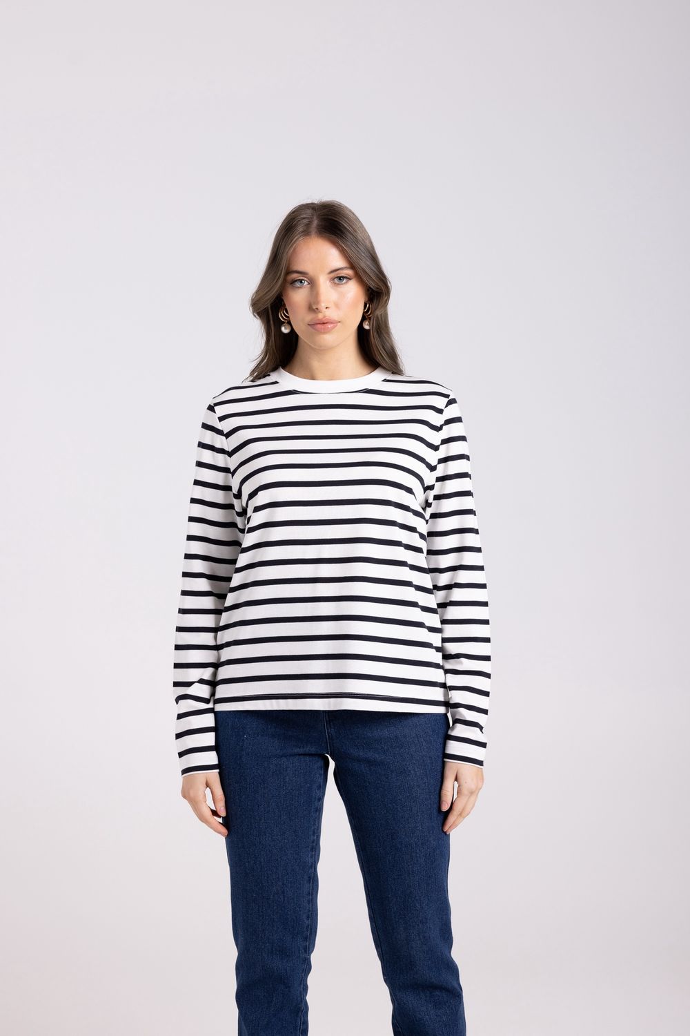 Two-T&#39;s - Striped Top / French Navy/White 3031