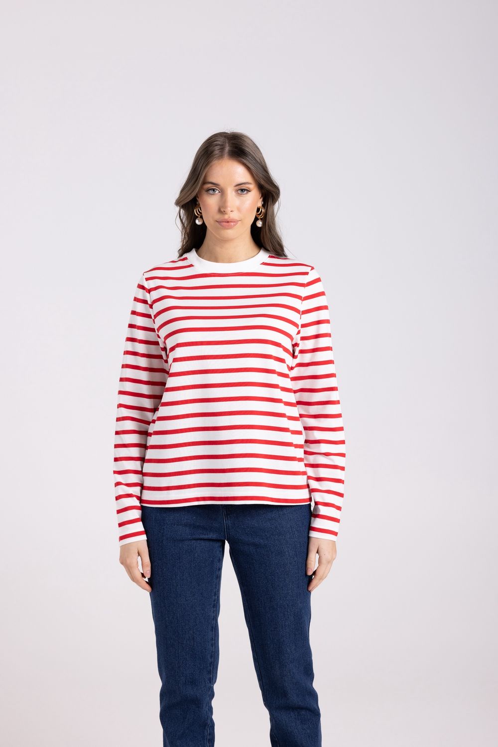 Two-T&#39;s - Striped Top / Scarlet/White 3031