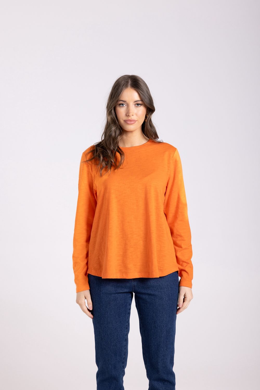 Two-T&#39;s - Crew Long Slv T-Shirt / Tangerine 3026