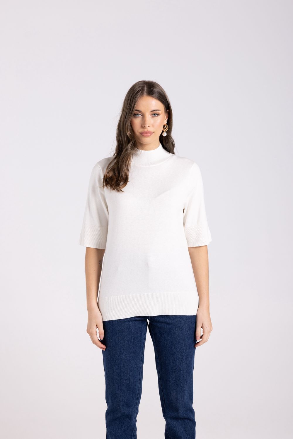 Two-T&#39;s - S/S Mock Turtle Knit / White 3088