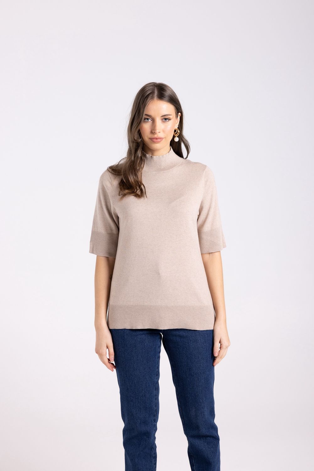 Two-T&#39;s - S/S Mock Turtle Knit / Biscotti 3088