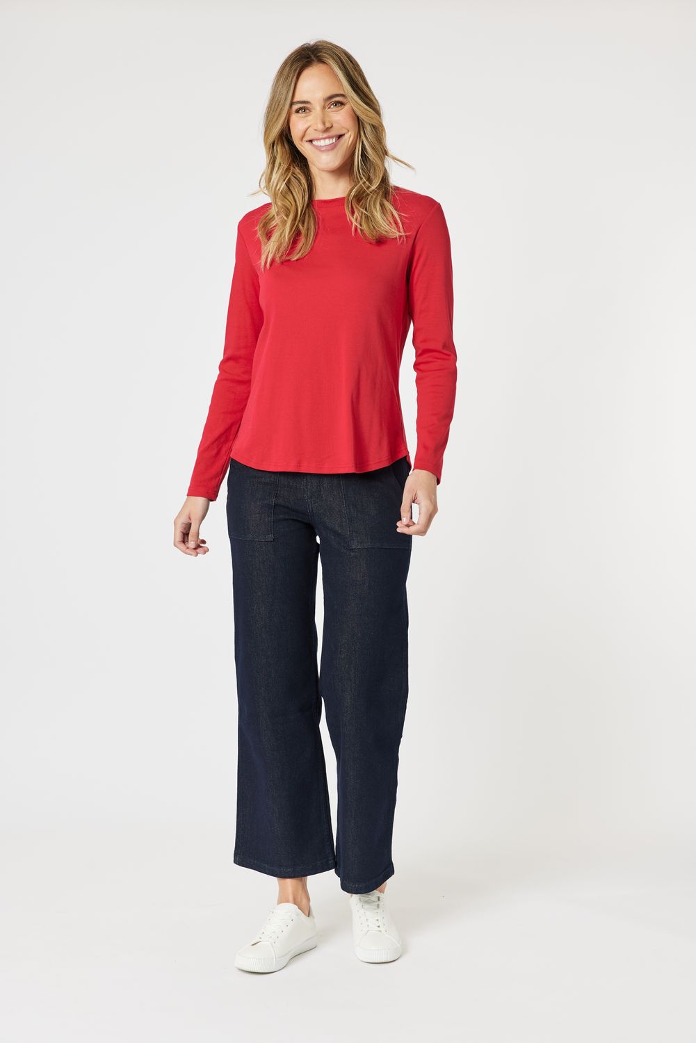 GS - Crew Neck Long Sleeve Top / Red 40176