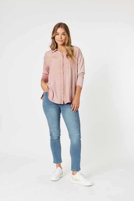 Threadz - Paige Garment Washed Shirt / Washed Pink 46672