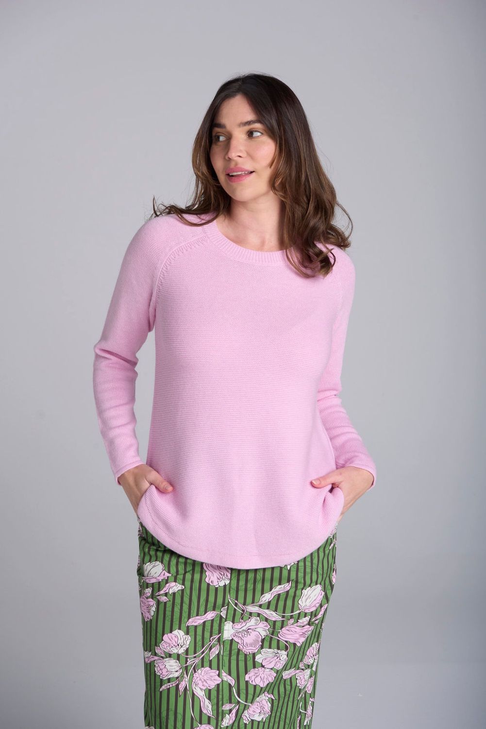 GC - Crew Neck Raglan Jumper / Rose Petal 8158M