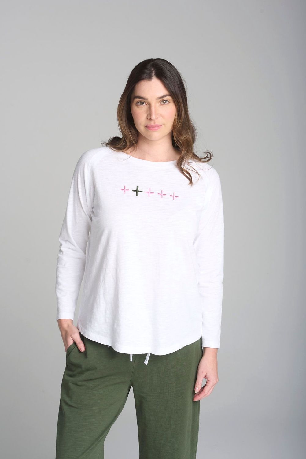 CPS - Emb 5 Cross Tee / White/Green/Bon 1357