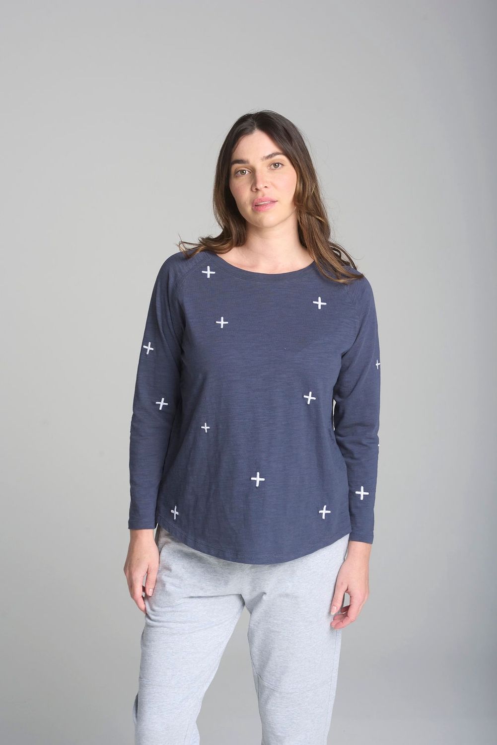 CPS - Cross Full Embroiderred L.S Tee / Parisian Night White 1357