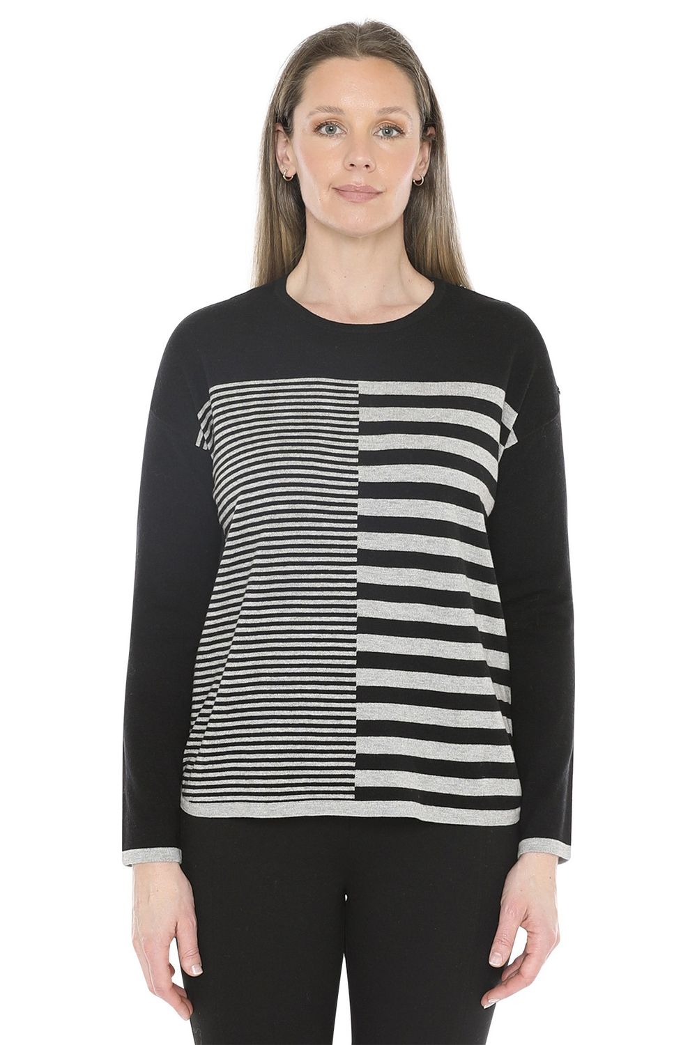 Jump - Mixed Stripe Pullover / Black 58611064A