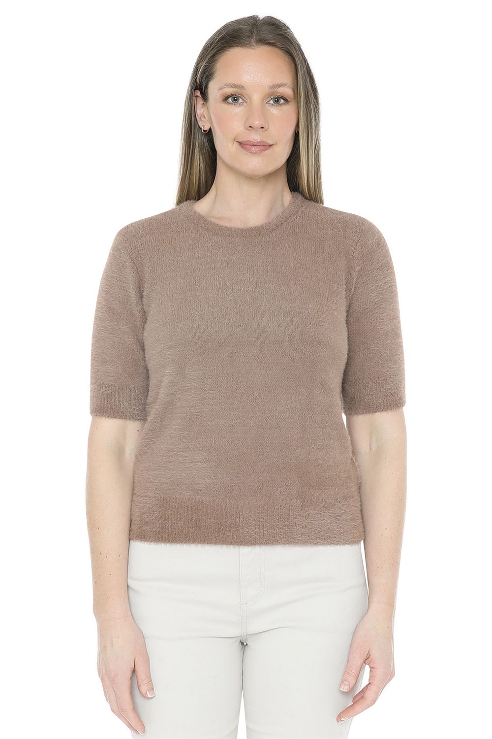 Jump - Fluffy Short Sleeve Top / Walnut 58611070A