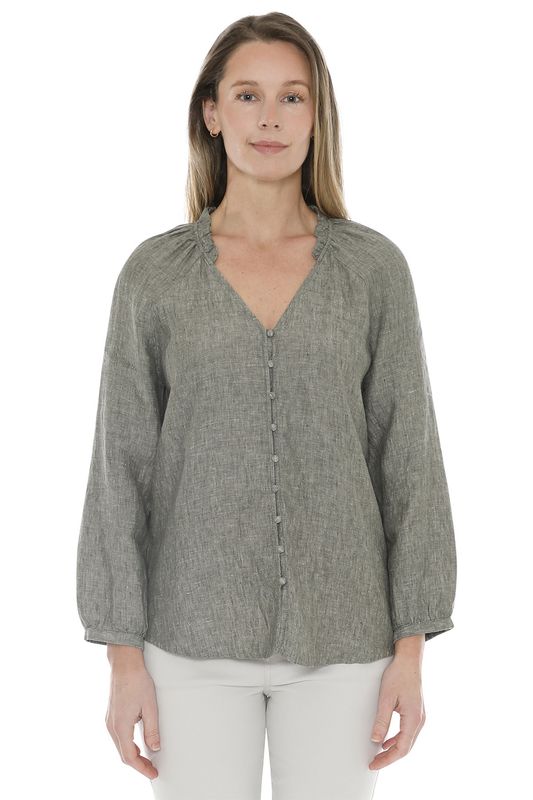 Jump - Crossdye Linen Top / Khaki 586J3079A