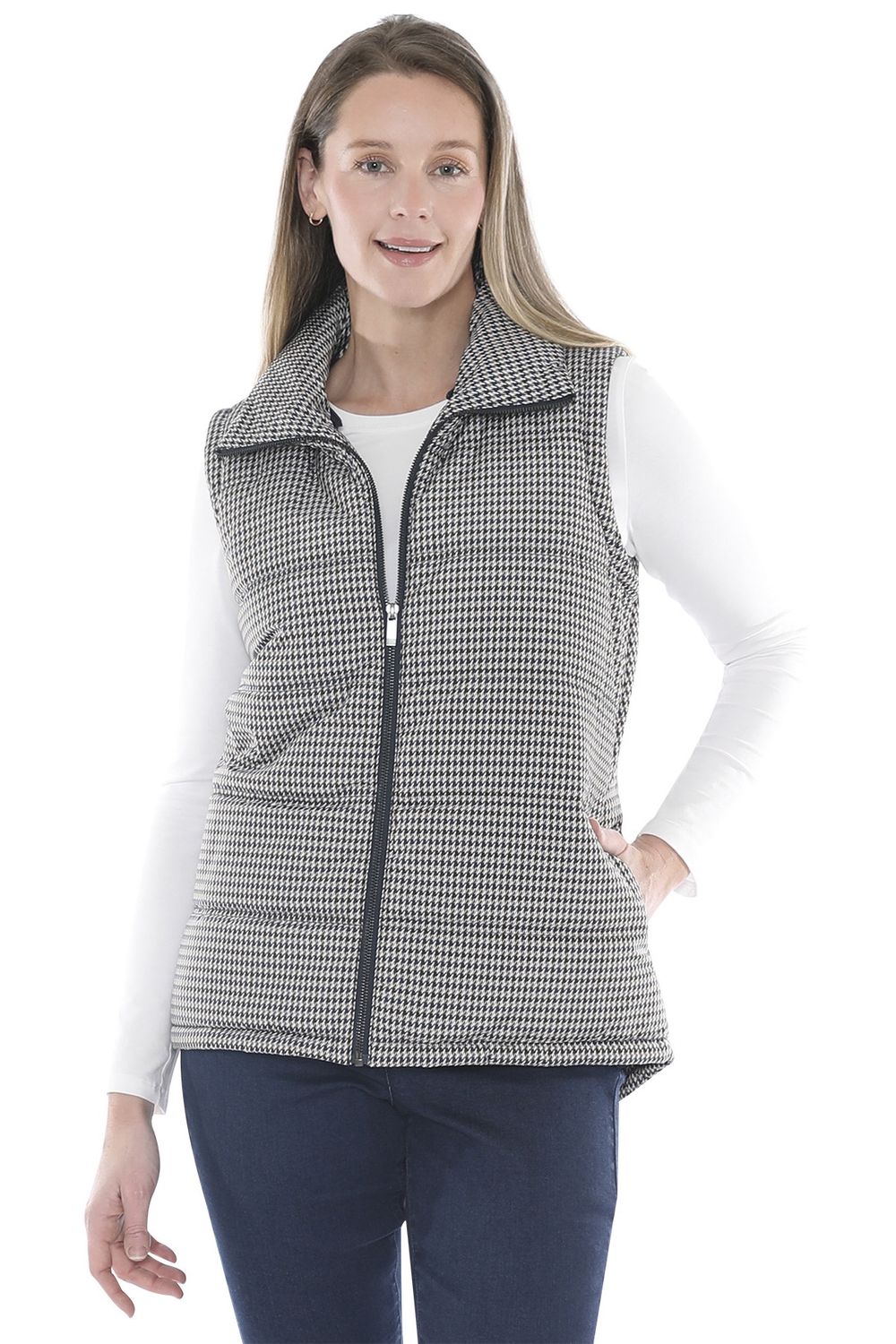 Jump - Houndstooth Puffer Vest / Multi 586J4063A