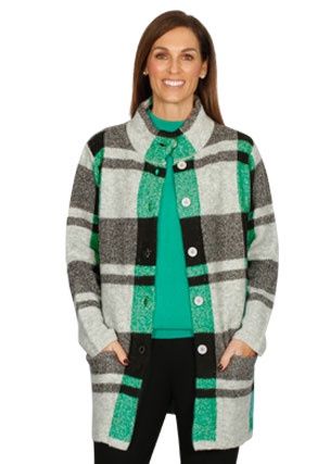 Jillian - Comfy Check Cardi / Hunter Combo 6157