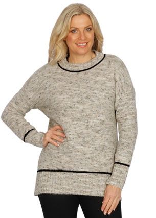 Emily Adams - Contrast Tip Knit / Almond E1909