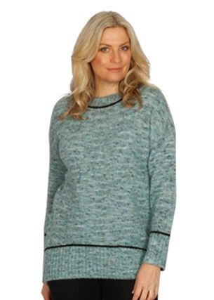 Emily Adams - Contrast Tip Knit / Lagoon E1909