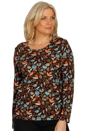 Emily Adams - Feather Leaf Print Top / Leaf E1926